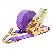 Стяжка груза 1,0т 6,0м STAFF 25мм фиолетовый храповый механизм с крюками полиэстер 1шт